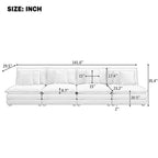 141.6 Modern Modular Sofa Upholsteres Corduroy with Four Pillows for Living Room Beige