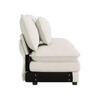 141.6 Modern Modular Sofa Upholsteres Corduroy with Four Pillows for Living Room Beige