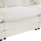 141.6 Modern Modular Sofa Upholsteres Corduroy with Four Pillows for Living Room Beige