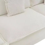 141.6 Modern Modular Sofa Upholsteres Corduroy with Four Pillows for Living Room Beige