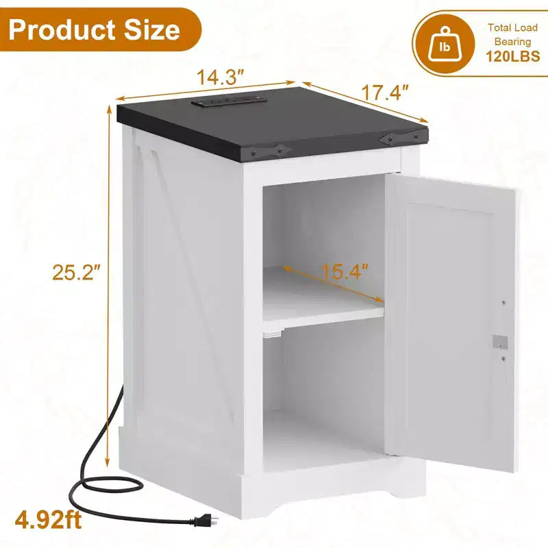 Rustic style drop-leaf side table Bedroom bedside table with adjustable shelves, suitable for modern bedside tables in both bedrooms and living rooms