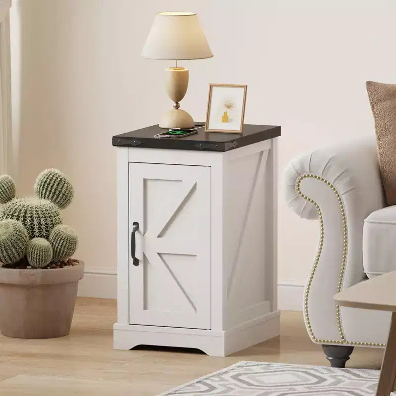 Rustic style drop-leaf side table Bedroom bedside table with adjustable shelves, suitable for modern bedside tables in both bedrooms and living rooms