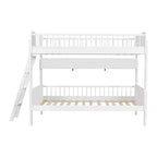 Twin Over Twin Size Bunk Bed with 3 Storage Shelves, Wooden Twin Bunk Bed Frame with Convertible Ladder and Security Fence