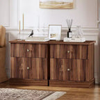 Fluted Nightstand with drawer, Light Wood Bedside Table with Open Shelf, Space Saving Side Table with Curved Edge Base for Living Room Bedroom