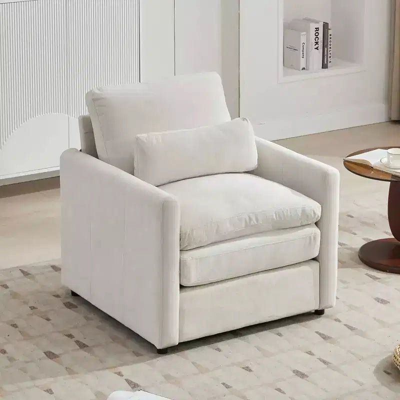 31.9 Cozy Upholstered Armchair Oversized Confy Cloud Sofa Doublr Cushion Single Sofa for Living Room Beige