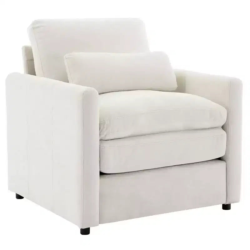 31.9 Cozy Upholstered Armchair Oversized Confy Cloud Sofa Doublr Cushion Single Sofa for Living Room Beige