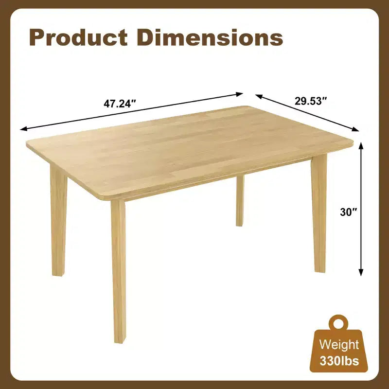 Mesa de comedor de madera rústica Crawford Farmhouse de 47 pulgadas