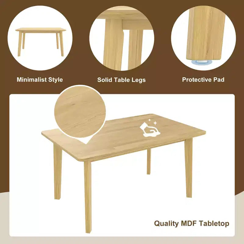 Mesa de comedor de madera rústica Crawford Farmhouse de 47 pulgadas