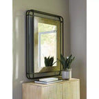 Signature Design by Ashley Beelman Industrial Wall Accent Mirror with Wood and Metal Frame