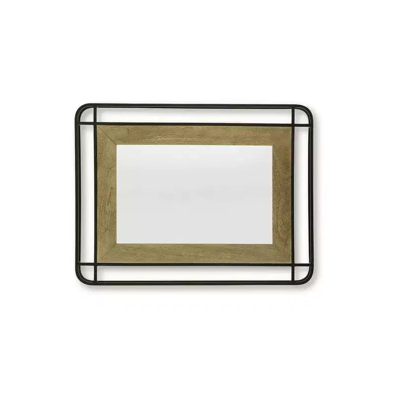 Signature Design by Ashley Beelman Industrial Wall Accent Mirror with Wood and Metal Frame