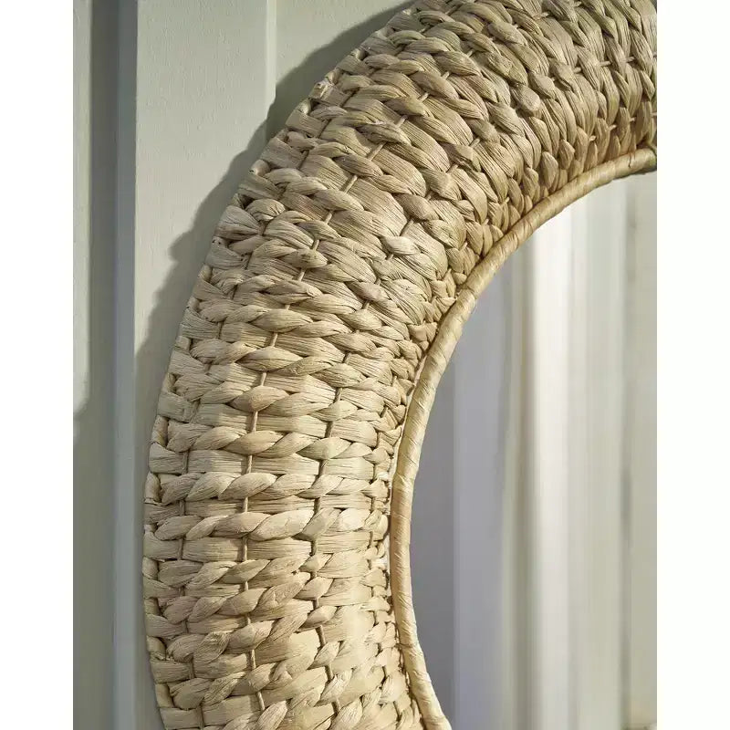 Signature Design by Ashley Briggsburg Coastal Wall Accent Mirror with Natural Water Hyacinth Frame