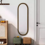 MAYEERTY Iron Oval Retro Mirror Wall Haning for Living Room Entrance Bedroom Gold