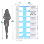 6 Tier Bookshelf with LED Light 70.8inch Modern Bookcase, L-Shaped Bookcase Corner shelf Storage Organizer Display Shelf