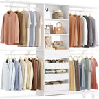 8FT Closet Organizer System with 4 Wooden Drawers & Hanging Rods
