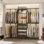 8FT Closet Organizer System with 4 Wooden Drawers & Hanging Rods