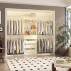 8FT Closet Organizer System with 4 Wooden Drawers & Hanging Rods