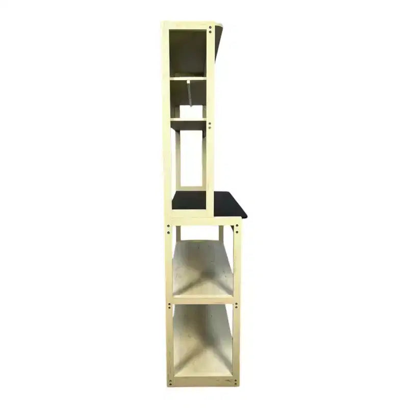 67 5-Tier Bakers Rack (Black & White), Particle Board Kitchen Storage Shelf (Microwave Stand & Coffee Bar Organizer)