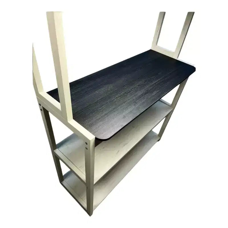 67 5-Tier Bakers Rack (Black & White), Particle Board Kitchen Storage Shelf (Microwave Stand & Coffee Bar Organizer)