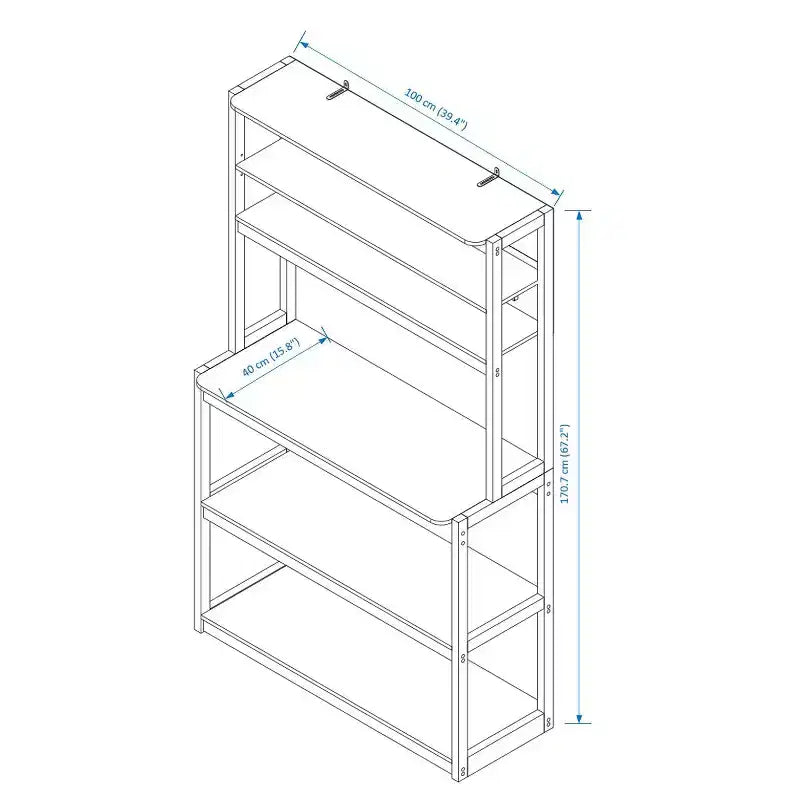 67 5-Tier Bakers Rack (Black & White), Particle Board Kitchen Storage Shelf (Microwave Stand & Coffee Bar Organizer)