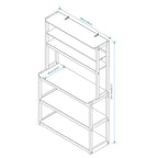 67 5-Tier Bakers Rack (Black & White), Particle Board Kitchen Storage Shelf (Microwave Stand & Coffee Bar Organizer)