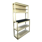 67 5-Tier Bakers Rack (Black & White), Particle Board Kitchen Storage Shelf (Microwave Stand & Coffee Bar Organizer)