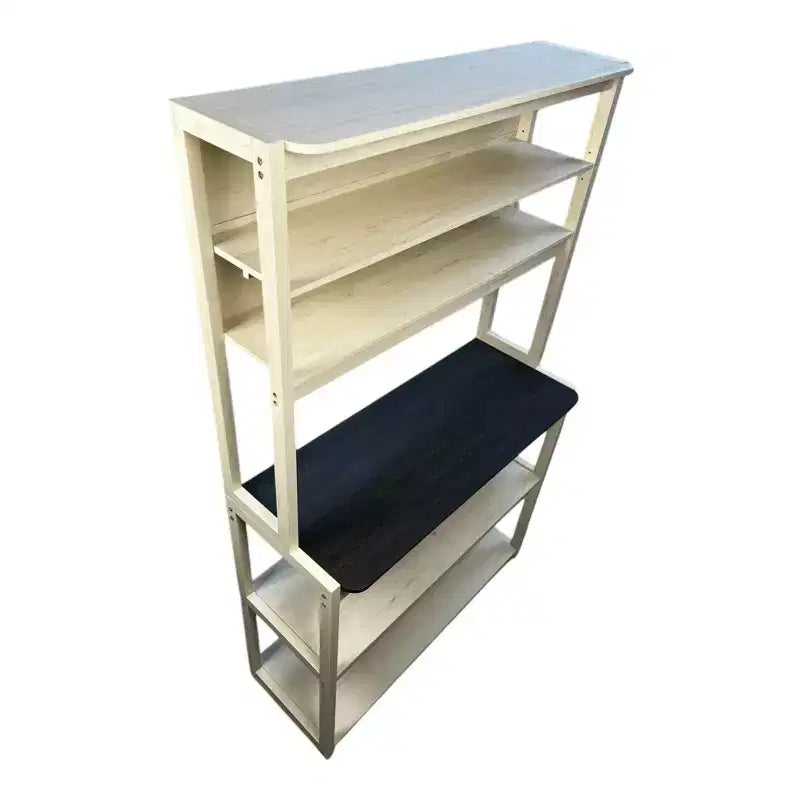 67 5-Tier Bakers Rack (Black & White), Particle Board Kitchen Storage Shelf (Microwave Stand & Coffee Bar Organizer)