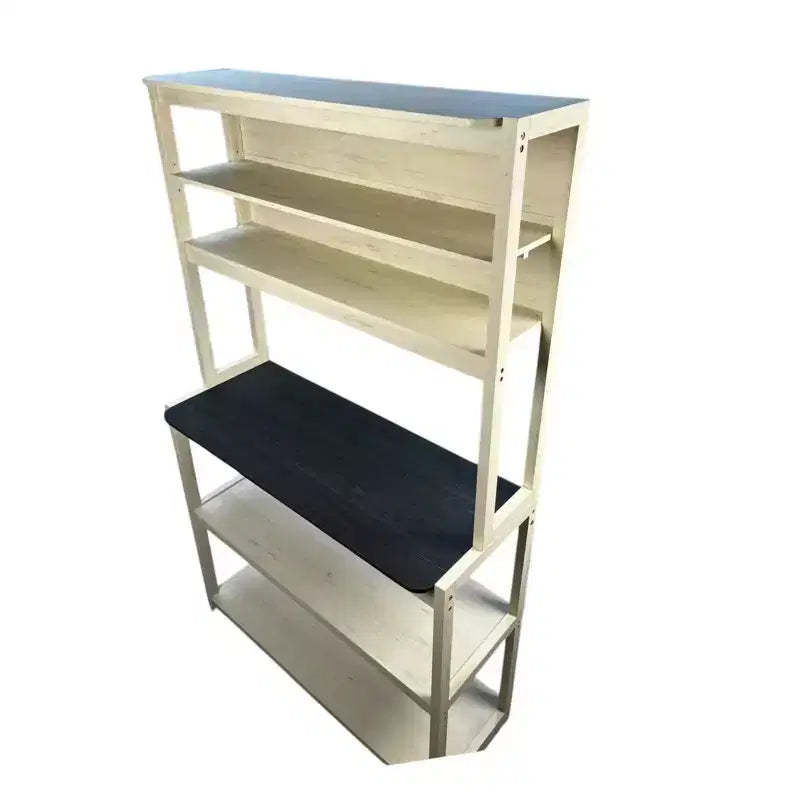 67 5-Tier Bakers Rack (Black & White), Particle Board Kitchen Storage Shelf (Microwave Stand & Coffee Bar Organizer)