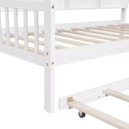 Twin Size House Bed with Trundle Kids Bed with Shelf for Bedroom White