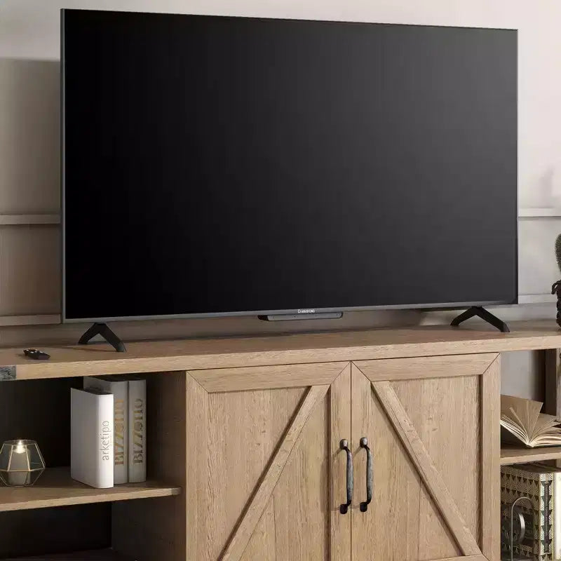 68 TV Stand with Storage Cabinets Open Shelves Rustic Style Particle Board TV Console Entertainment Center for TV Up to 78 Inches
