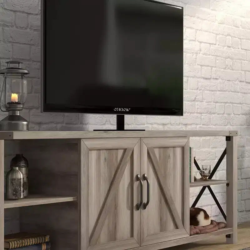 68 TV Stand with Storage Cabinets Open Shelves Rustic Style Particle Board TV Console Entertainment Center for TV Up to 78 Inches