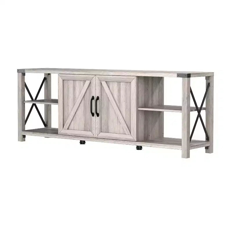 68 TV Stand with Storage Cabinets Open Shelves Rustic Style Particle Board TV Console Entertainment Center for TV Up to 78 Inches