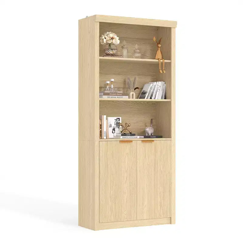 Wooden Bookcase with Doors, with Large Storage Cabinet, 5-Shelf Bookcases with Adjustable top Shelve for Home Office, Living Room