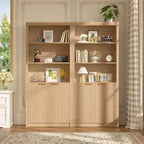 Wooden Bookcase with Doors, with Large Storage Cabinet, 5-Shelf Bookcases with Adjustable top Shelve for Home Office, Living Room