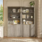 Wooden Bookcase with Doors, with Large Storage Cabinet, 5-Shelf Bookcases with Adjustable top Shelve for Home Office, Living Room