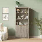 Wooden Bookcase with Doors, with Large Storage Cabinet, 5-Shelf Bookcases with Adjustable top Shelve for Home Office, Living Room