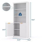 Wooden Bookcase with Doors, with Large Storage Cabinet, 5-Shelf Bookcases with Adjustable top Shelve for Home Office, Living Room