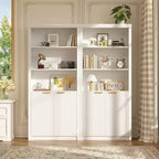 Wooden Bookcase with Doors, with Large Storage Cabinet, 5-Shelf Bookcases with Adjustable top Shelve for Home Office, Living Room