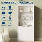 Wooden Bookcase with Doors, with Large Storage Cabinet, 5-Shelf Bookcases with Adjustable top Shelve for Home Office, Living Room