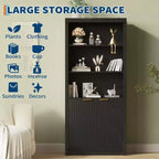 Wooden Bookcase with Doors, with Large Storage Cabinet, 5-Shelf Bookcases with Adjustable top Shelve for Home Office, Living Room