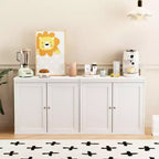 Kitchen Storage Cabinet with Double Doors, Adjustable Shelves, Modern White Sideboard Buffet for Dining Room or Living Room, Anti-Tip Kit