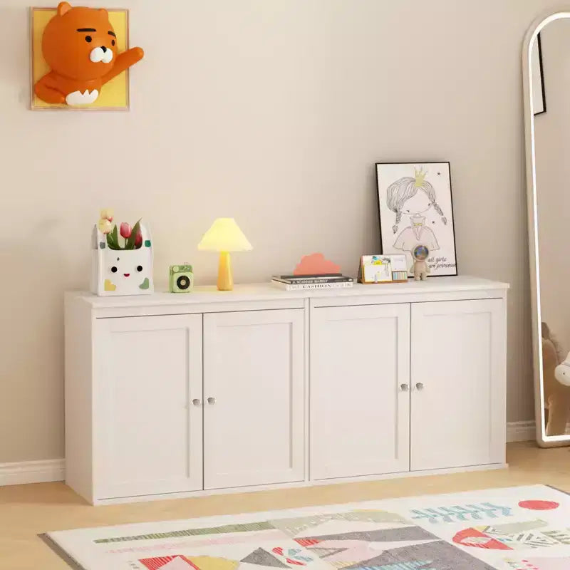 Kitchen Storage Cabinet with Double Doors, Adjustable Shelves, Modern White Sideboard Buffet for Dining Room or Living Room, Anti-Tip Kit