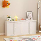 Kitchen Storage Cabinet with Double Doors, Adjustable Shelves, Modern White Sideboard Buffet for Dining Room or Living Room, Anti-Tip Kit
