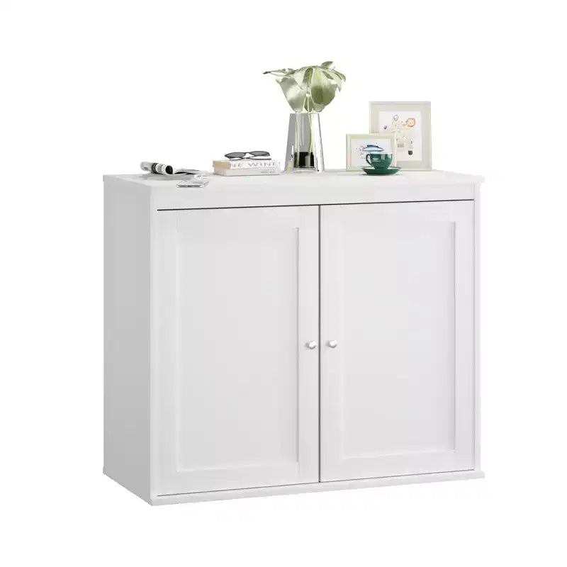 Kitchen Storage Cabinet with Double Doors, Adjustable Shelves, Modern White Sideboard Buffet for Dining Room or Living Room, Anti-Tip Kit