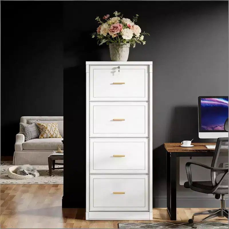 File Cabinet, Vertical Filing Cabinet with 4 Storage Drawers