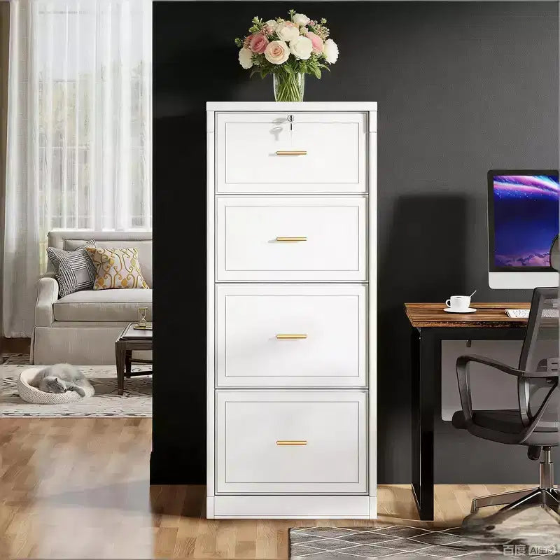 File Cabinet, Vertical Filing Cabinet with 4 Storage Drawers