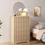 Modern Fluted Wood Dresser with Drawers, Handleless Wooden Chest for Bedroom, Clothes Closet Organizer with Deep Storage for Hallway, Living Room