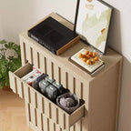 Modern Fluted Wood Dresser with Drawers, Handleless Wooden Chest for Bedroom, Clothes Closet Organizer with Deep Storage for Hallway, Living Room