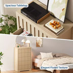 Modern Fluted Wood Dresser with Drawers, Handleless Wooden Chest for Bedroom, Clothes Closet Organizer with Deep Storage for Hallway, Living Room