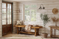 Lantine Solid Wood Entryway Bench, 55 End of Bed Bench, Long Indoor Dining Seat for Hallway, Bedroom, Living Room, Dining Room, Brown