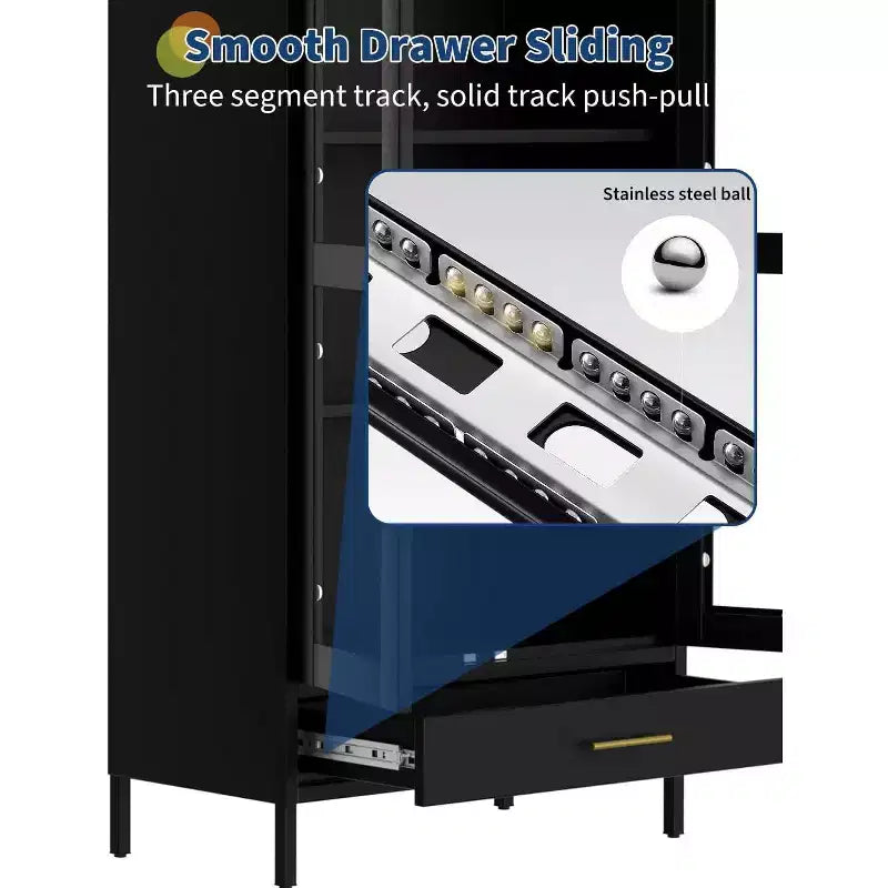 73 Tall Black Metal Arched Cabinet, Modern 5-Tier Bookshelf with Adjustable Shelves, Versatile Storage for Kitchen Pantry or Display
